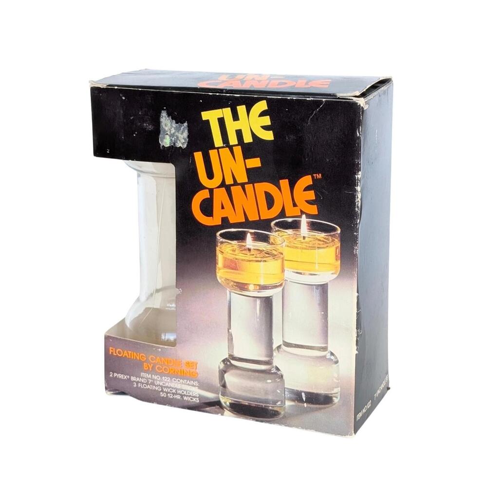 Vintage Corning The Un-Candle Glass Candle Holders - Floating Candle Set